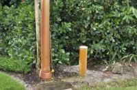 Pipe with iron stains from irrigation system